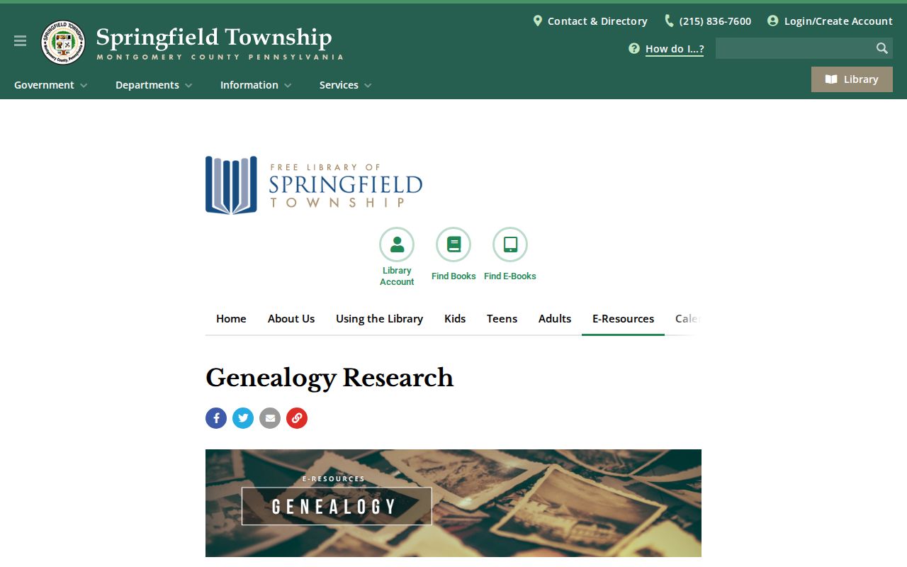 Springfield Township city directory genealogy research at the Free Library