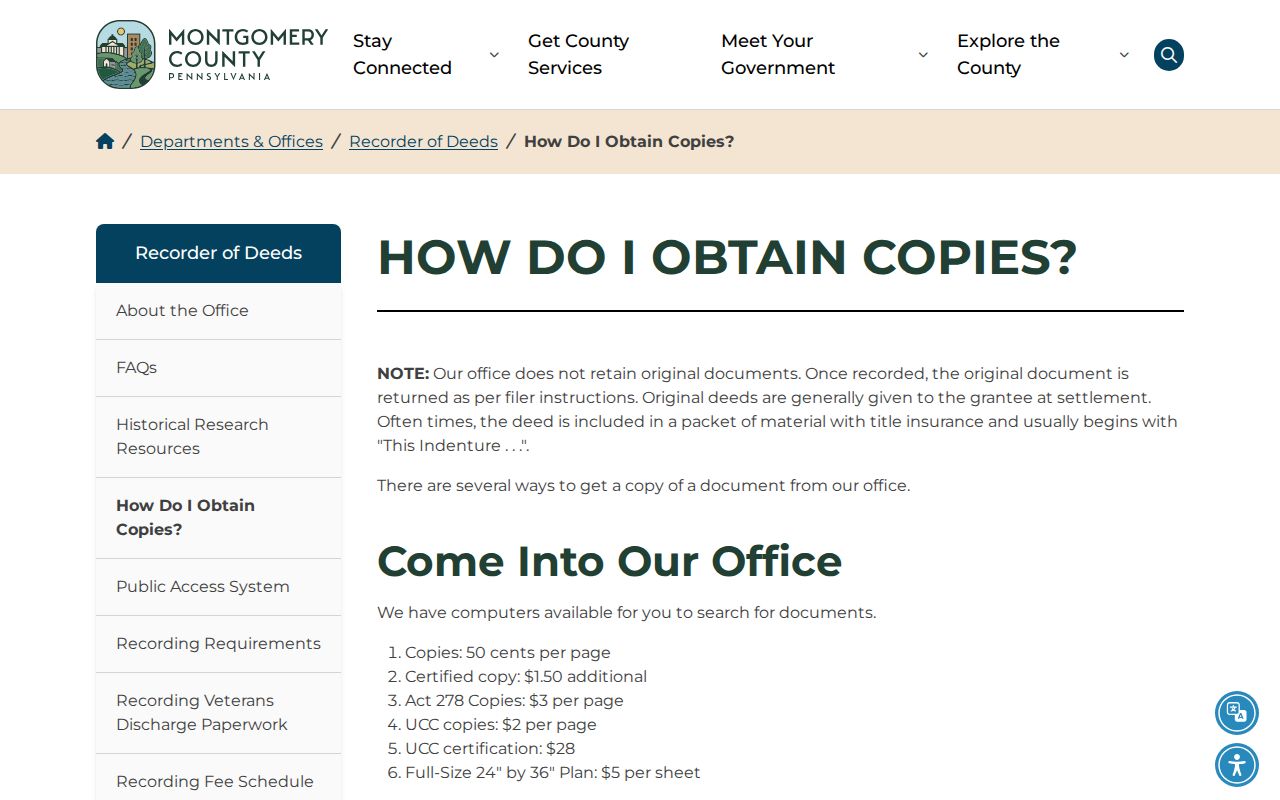 Springfield Township previous residents Recorder copy and research options