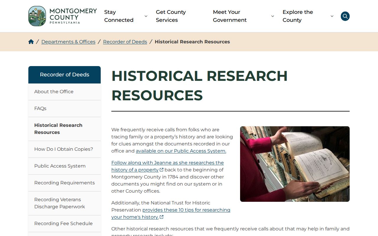 Springfield Township previous residents Recorder historical research resources
