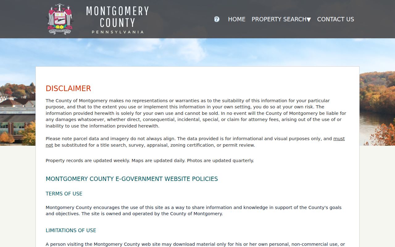 Springfield Township street directory County Property Records address-search screen