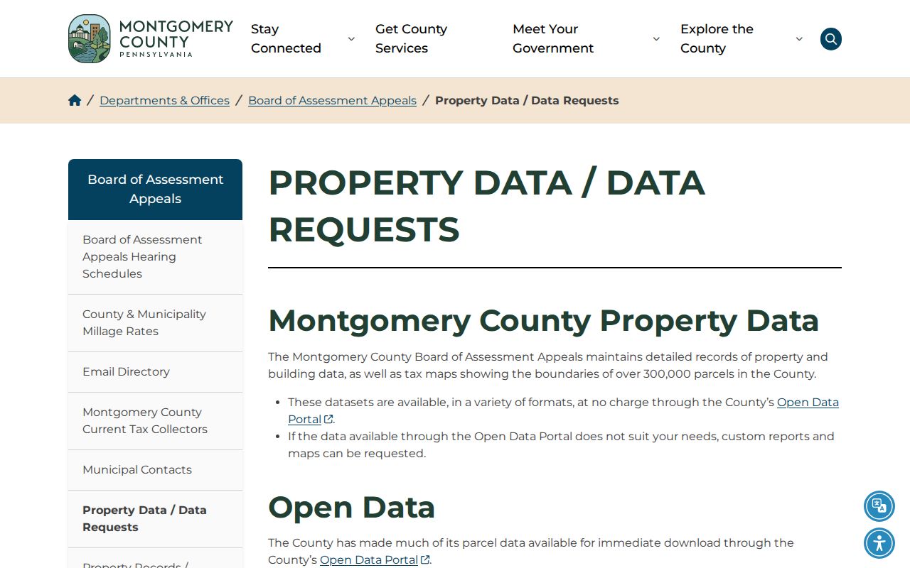 Springfield Township street directory Montgomery County property data request source