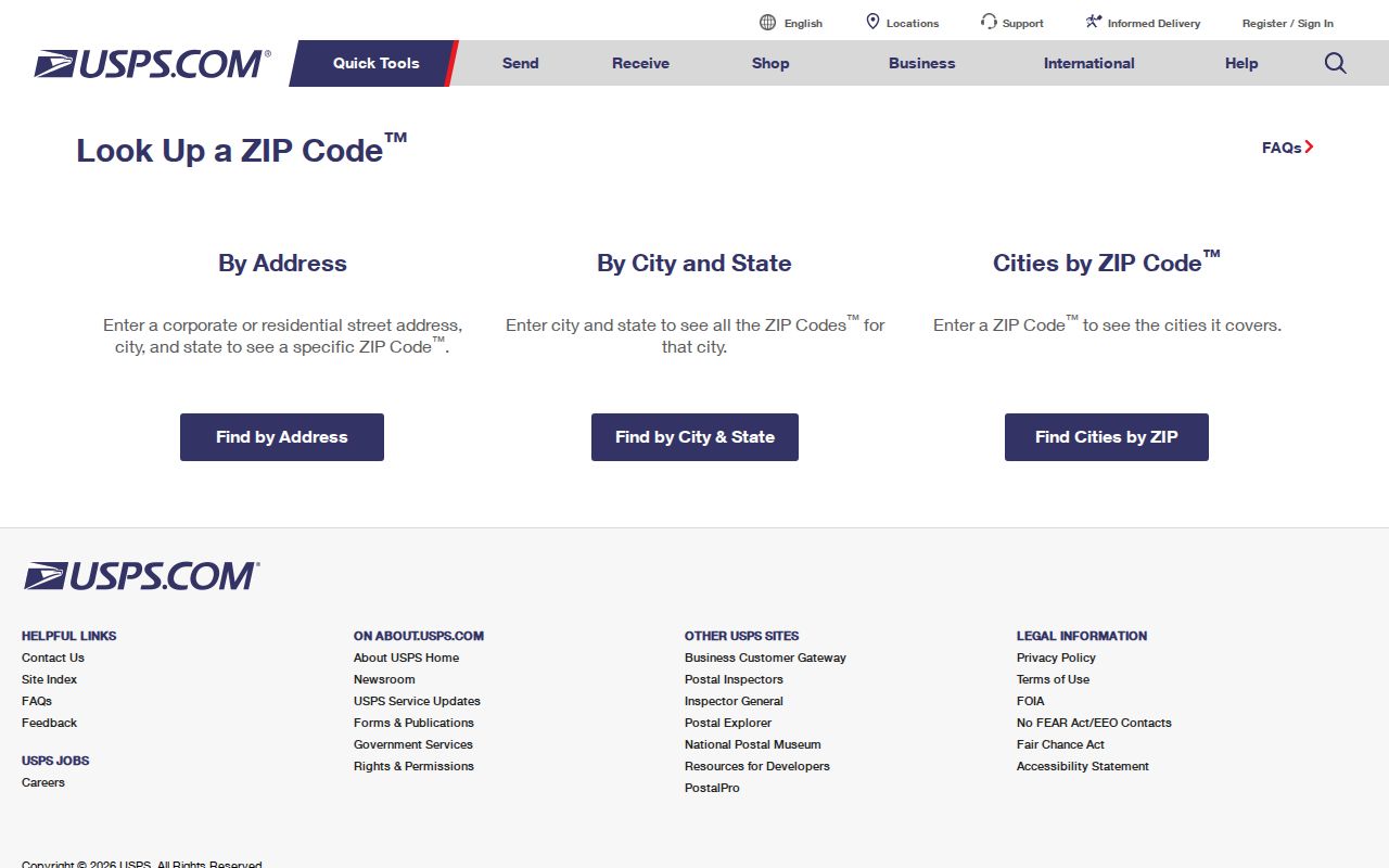 Springfield Township ZIP code directory USPS ZIP Code Lookup form